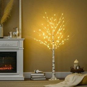 Τεχνητή σημύδα με led, εύκαμπτα κλαδιά, πλαστικό και μέταλλο, 150 cm, λευκό
