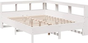 vidaXL Κρεβάτι Βιβλιοθήκη Χωρίς Στρώμα Λευκό 135x190 εκ Μασίφ Πεύκο