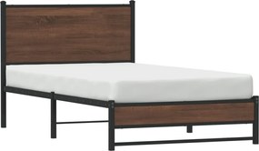 vidaXL Μεταλλικό πλαίσιο κρεβατιού χωρίς στρώμα καφέ δρυς 100x190 cm