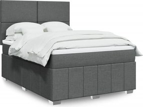 vidaXL Κρεβάτι Boxspring με Στρώμα Σκούρο Γκρι 140x190 εκ. Υφασμάτινο