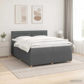 vidaXL Κρεβάτι box spring με στρώμα Σκούρο Γκρι 200 x 200 cm Ύφασμα