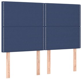 vidaXL Κρεβάτι Boxspring με Στρώμα Μπλε 140x200 εκ. Υφασμάτινο