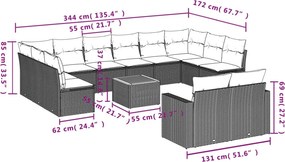vidaXL Σετ Καναπέ Κήπου 13τεμ Μπεζ Συνθ. Ρατάν με Μαξιλάρια