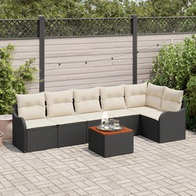 vidaXL Σετ Καναπέ Κήπου 7 pcs Μαύρος, λευκός 4 θέσεων