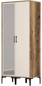 Ντουλάπα Δίφυλλη Kumsal 845HCT5431 80x47,5x201,4cm Walnut-Cream Δίφυλλη