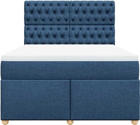 vidaXL Κρεβάτι Boxspring με Στρώμα Μπλε 140x190 εκ. Υφασμάτινο