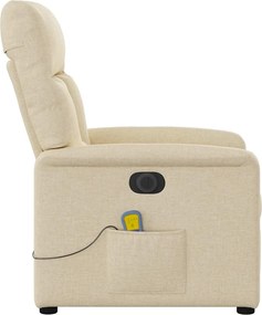 vidaXL Πολυθρόνα Μασάζ Ανακλινόμενη Ηλεκτρική Κρεμ Υφασμάτινη