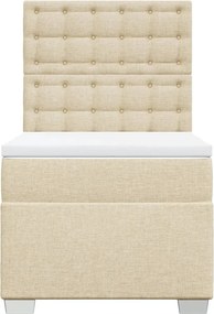 vidaXL Κρεβάτι Boxspring με Στρώμα Κρεμ 90x200 εκ.Υφασμάτινο