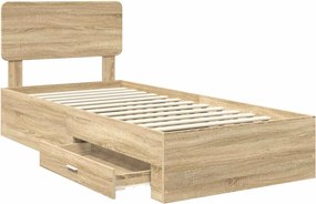 vidaXL Σκελετός Κρεβατιού Δρύς Sonoma 90 x 190 cm Επεξεργασμένο ξύλο
