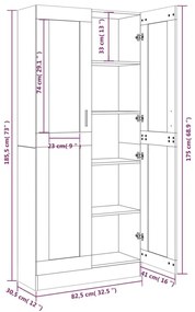 Βιτρίνα Καπνιστή Δρυς 82,5x30,5x185,5 εκ. Επεξεργασμένο Ξύλο - Καφέ