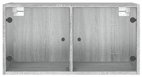vidaXL Ντουλάπι Τοίχου Γκρι Sonoma 68,5x37x35 εκ. με Γυάλινες Πόρτες