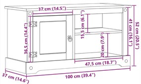 Έπιπλο Τηλεόρασης Corona 100x37x52 εκ. από Μασίφ Ξύλο Πεύκου - Καφέ