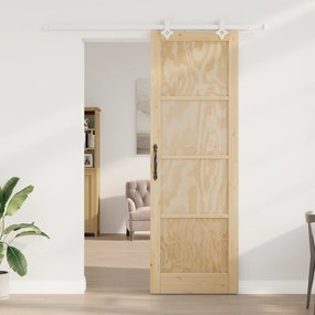 vidaXL Συρόμενη Πόρτα  με Σετ Υλικών 78x232 εκ. Μασίφ Ξύλο Πεύκου