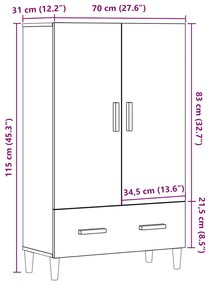 Ντουλάπι Παλιό ξύλο 70x31x115 cm Κατασκευασμένο ξύλο - Καφέ