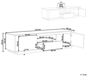 Τραπέζι Tv Berwyn 1130, Ανοιχτό χρώμα ξύλου, Μαύρο, 152x39x40cm, 36 kg | Epipla1.gr