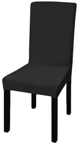 vidaXL Κάλυμμα Καρέκλας Ελαστικό Ίσιο 6 τεμ. Μαύρο