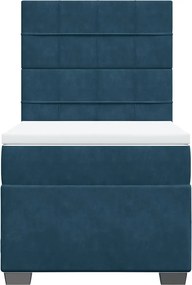 vidaXL Κρεβάτι Boxspring με Στρώμα Μπλε 90x190 εκ. Βελούδινο