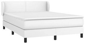 vidaXL Κρεβάτι Boxspring με Στρώμα Λευκό 140x190εκ.από Συνθετικό Δέρμα