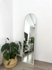 Λευκός Οβάλ Καθρέφτης Δαπέδου με Μεταλλικό Σκελετό 160x40 cm