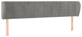 Κεφαλάρι με Πτερύγια Ανοιχτό Γκρι 183x23x78/88 εκ. Βελούδινο 3117204