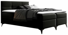 Κρεβάτι continental Baltimore 134, Διπλό, Continental, Μαύρο, 140x200, Οικολογικό δέρμα, Τάβλες για Κρεβάτι, 144x208x115cm, 111 kg, Στρώμα: Ναι