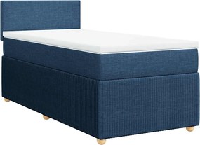 vidaXL Κρεβάτι Boxspring με Στρώμα Μπλε 90x200 εκ.Υφασμάτινο