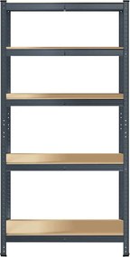 vidaXL Ραφιέρα Αποθήκευσης 5 Επιπέδων Ανθρακί από Ατσάλι &amp; Επεξ. Ξύλο