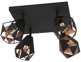 Φωτιστικό Οροφής - Πλαφονιέρα Carton 7 43718 37x37x25,5cm 4xΕ27 40W Black-Bronze Eglo Steel