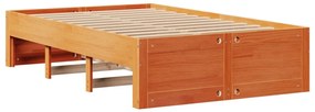 vidaXL Κρεβάτι Βιβλιοθήκη Χωρίς Στρώμα 135x190 εκ Μασίφ Ξύλο Πεύκου
