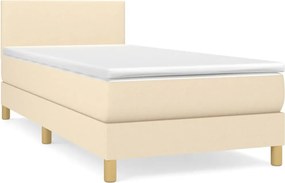 vidaXL Κρεβάτι Boxspring με Στρώμα Κρεμ 90x190 εκ.Υφασμάτινο