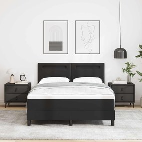 vidaXL Κρεβάτι με ελατήρια Μαύρο 140 x 190 cm Τεχνητό δέρμα
