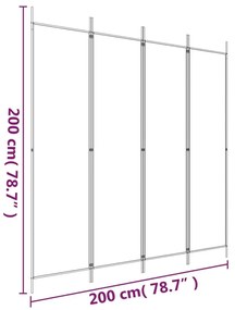Διαχωριστικό Δωματίου με 4 Πάνελ Μαύρο 200x200 εκ. από Ύφασμα - Μαύρο