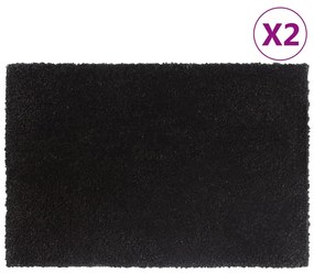 Πατάκι Εισόδου 2 τεμ. Μαύρο 40 x 60 εκ. Θυσανωτός Κοκοφοίνικας