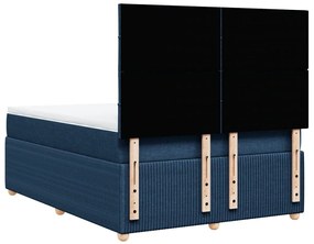 Κρεβάτι Boxspring με Στρώμα Μπλε 160x200 εκ. Υφασμάτινο - Μπλε