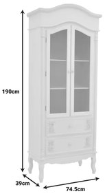 Βιτρίνα Pazlen Inart mdf σε λευκή αντικέ απόχρωση 74.5x39x190εκ