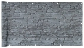 vidaXL Περίφραξη Μπαλκονιού Σχέδιο Ledge Stone Γκρι 500x75 εκ. PVC