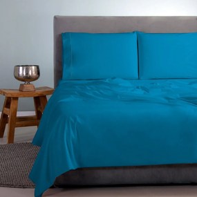 Σεντόνια Satin Plain (Σετ 4τμχ) Turqoise Aslanis Home Υπέρδιπλo 250x270cm 100% Βαμβακοσατέν