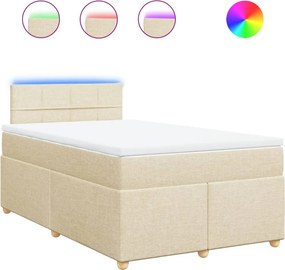 vidaXL Κρεβάτι Boxspring με Στρώμα Κρεμ 120x190 εκ. Υφασμάτινο
