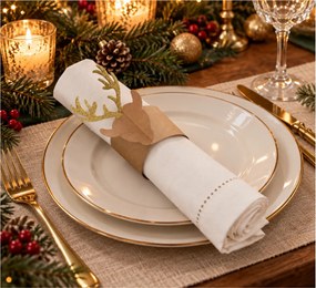 ΕΟΡΤΑΣΤΙΚΌ ΤΡΑΠΈΖΙ NAPKIN RING KRAFT REINDEER X8 ATMOSPHERA 191100