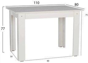 ΤΡΑΠΕΖΙ ΚΟΥΖΙΝΑΣ 110x80x77Υεκ. ΛΕΥΚΟ HM2428.03