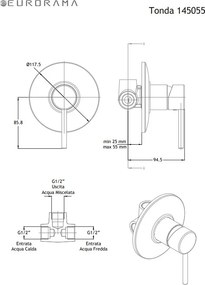 Eurorama Tonda 145055 Chrome - Μικτης εντοιχισμου 1 εξοδου