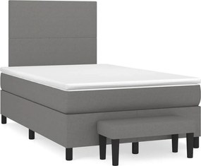 vidaXL Κρεβάτι Boxspring με Στρώμα Σκούρο Καφέ 120x190 εκ Υφασμάτινο