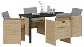vidaXL Σέτ φαγητού για κήπο 5 pcs Μπεζ συνθετικό ρατάν