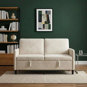 vidaXL Καναπές με Αποθήκευση Κρεμ 152 x 78 x 87 εκ Πολυεστέρας