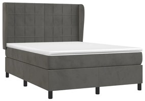 vidaXL Κρεβάτι Boxspring με Στρώμα Σκούρο Γκρι 140x200 εκ. Βελούδινο