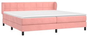 vidaXL Κρεβάτι Boxspring με Στρώμα Ροζ 200x200 εκ. Βελούδινο