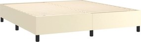 vidaXL Κρεβάτι Boxspring με Στρώμα Κρεμ 180x200 εκ. Συνθετικό Δέρμα