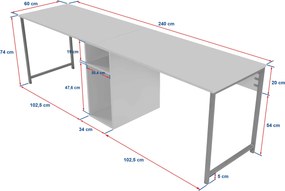 Γραφείο Ανθρακί / Μαύρο TWIN 240x60x74