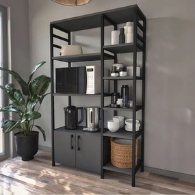 Megapap Έπιπλο Κουζίνας Benito Μαύρο - Ανθρακί 83,6x30,2x140,7εκ.