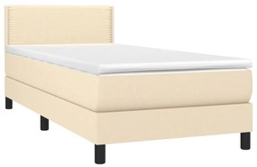 Κρεβάτι Boxspring με Στρώμα Κρεμ 80 x 200 εκ. Υφασμάτινο - Κρεμ